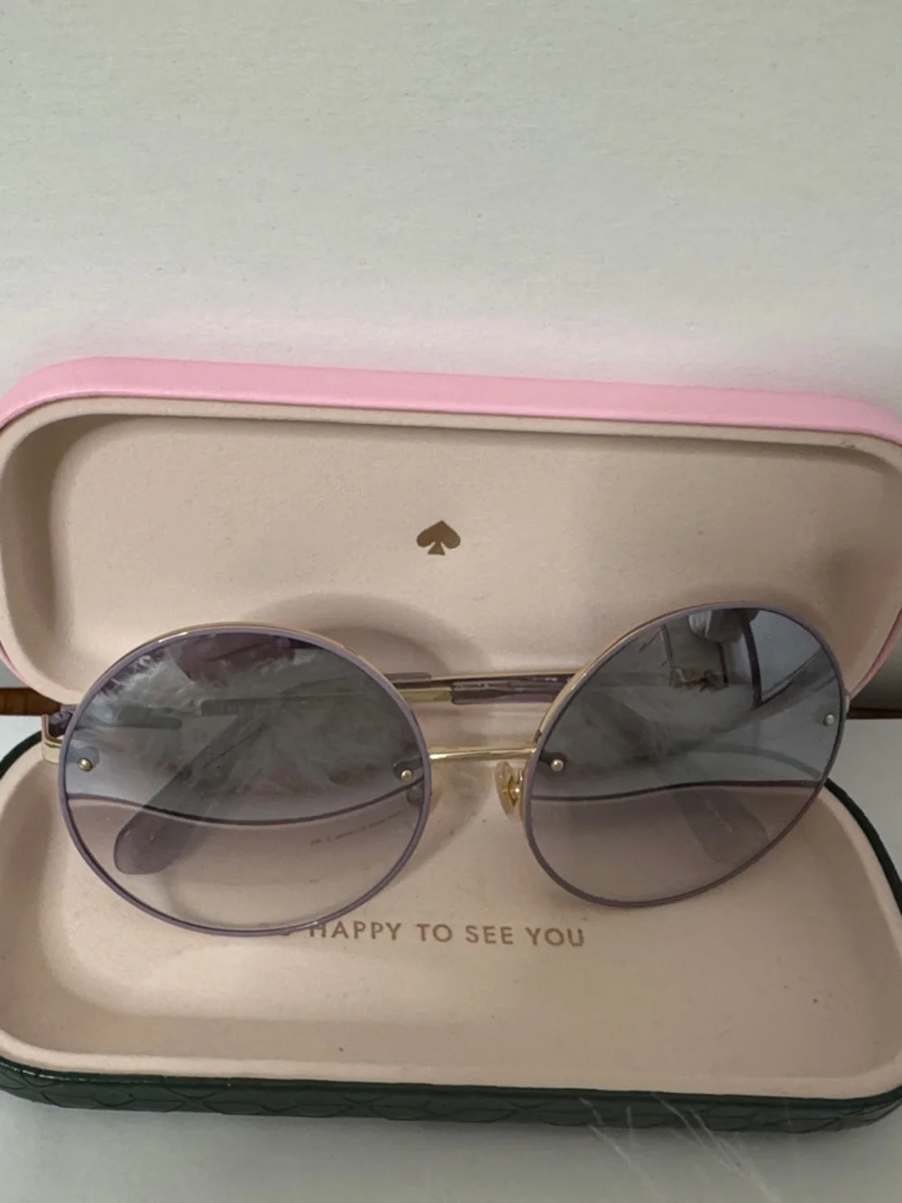 Kate Spade Hello Sunshine 2 Sunglasses - Gold / Lavender Glitter Aviator + Case
